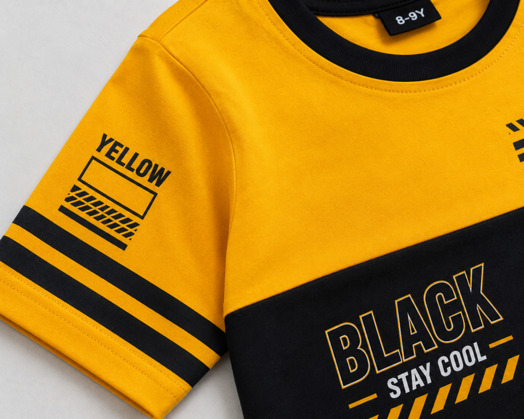 Kids Boys T-Shirt – Yellow Black