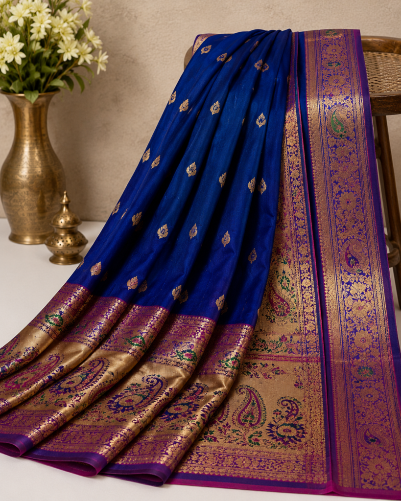 Navwari Paithani Saree – Royal Blue