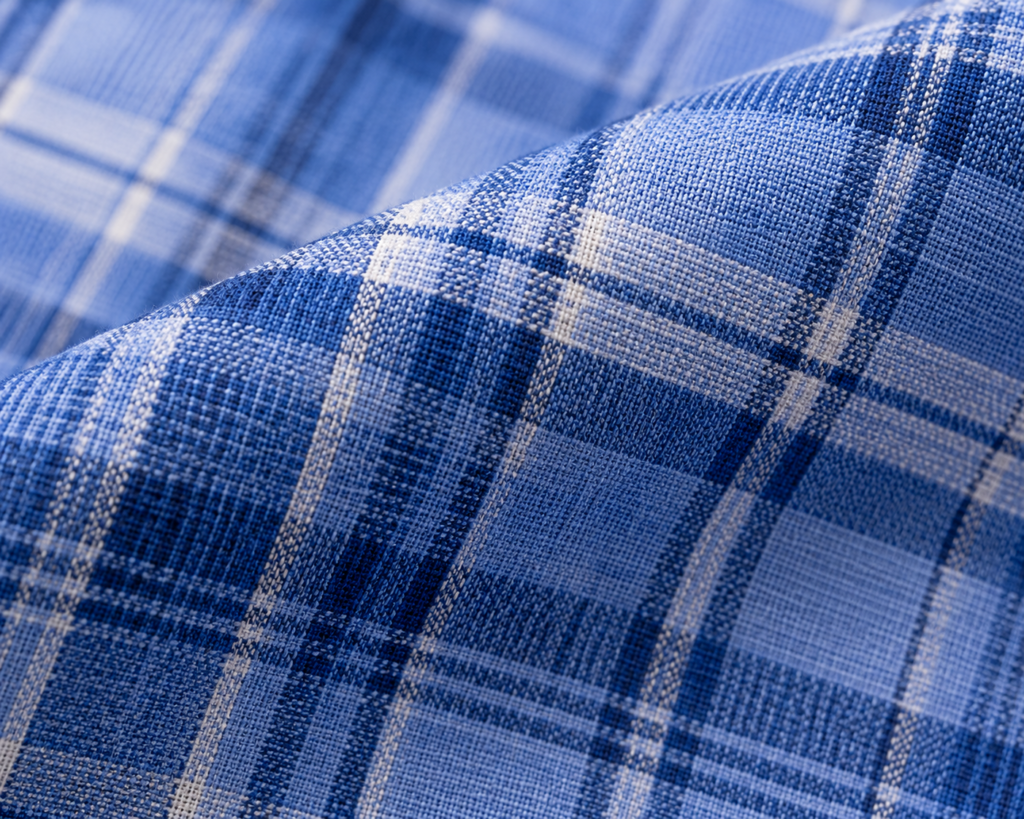 Premium Shirting Fabric – Checked Blue