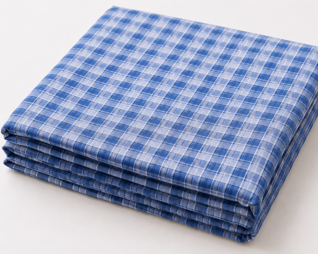 Premium Shirting Fabric – Checked Blue