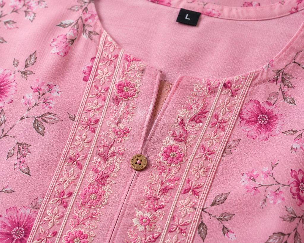 Women Kurti – Floral Printed Pink