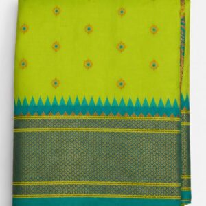 green soft silk saree with woven border