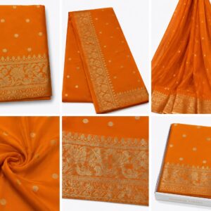 Orange Gold Zari Designer Saree