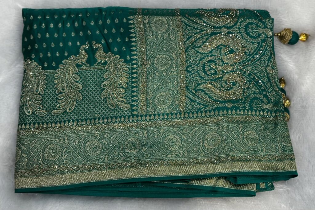 Teal Green Designer Saree