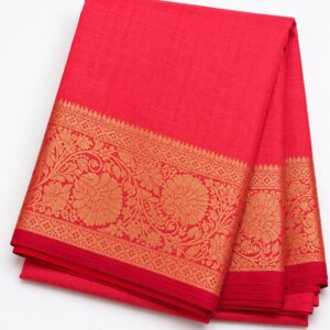 Rani Pink Saree with Golden Zari Border