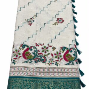 Traditional saree product photo with detailed border design
