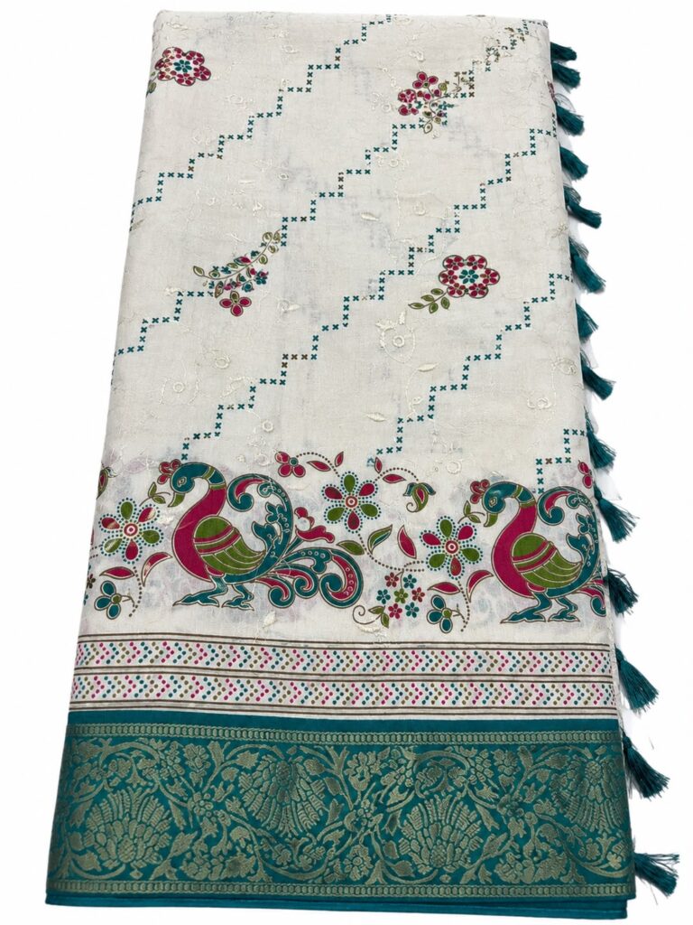 Traditional Peacock Printed Designer Saree
