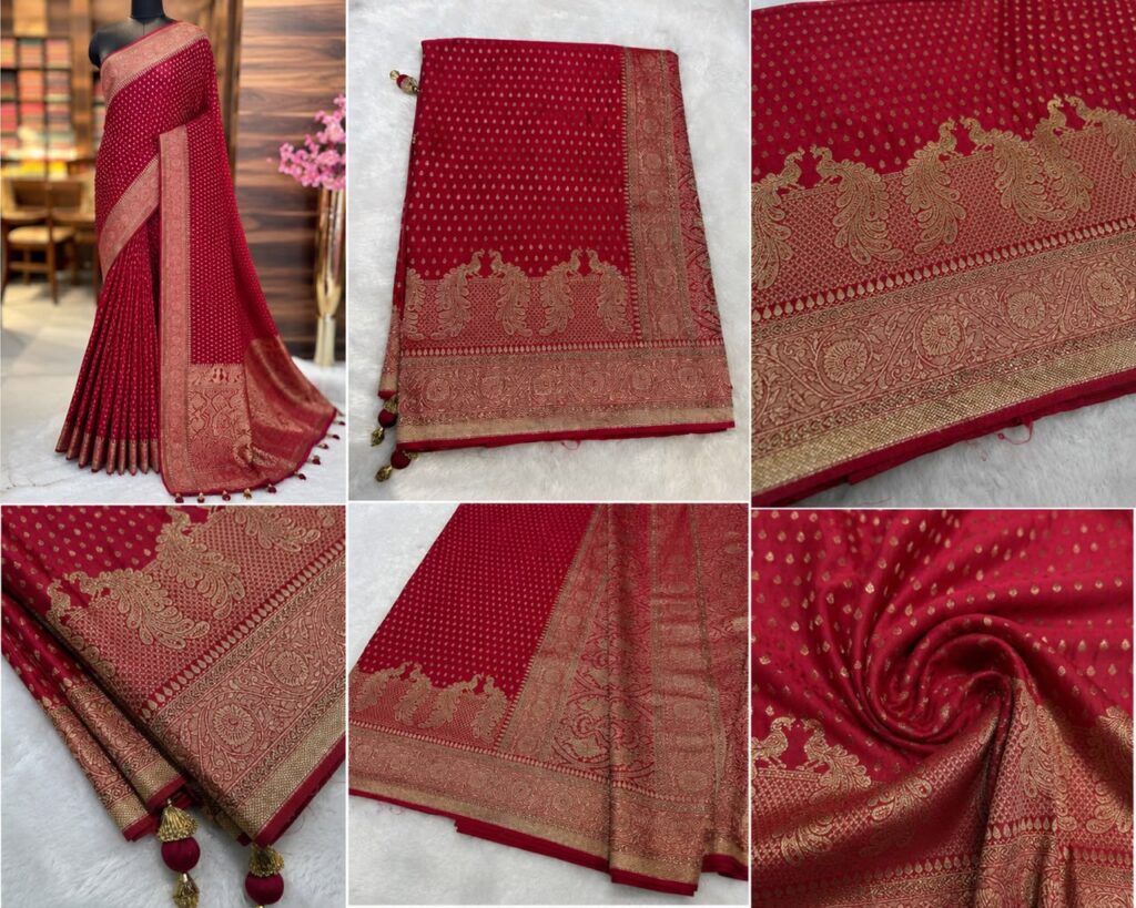 Rani Gold Zari Peacock Designer Saree