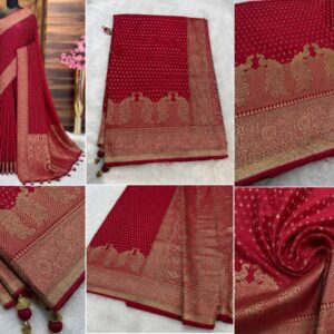 Rani gold zari peacock designer saree