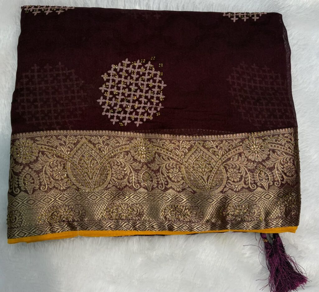Radham-Rani Maroon Zari Saree